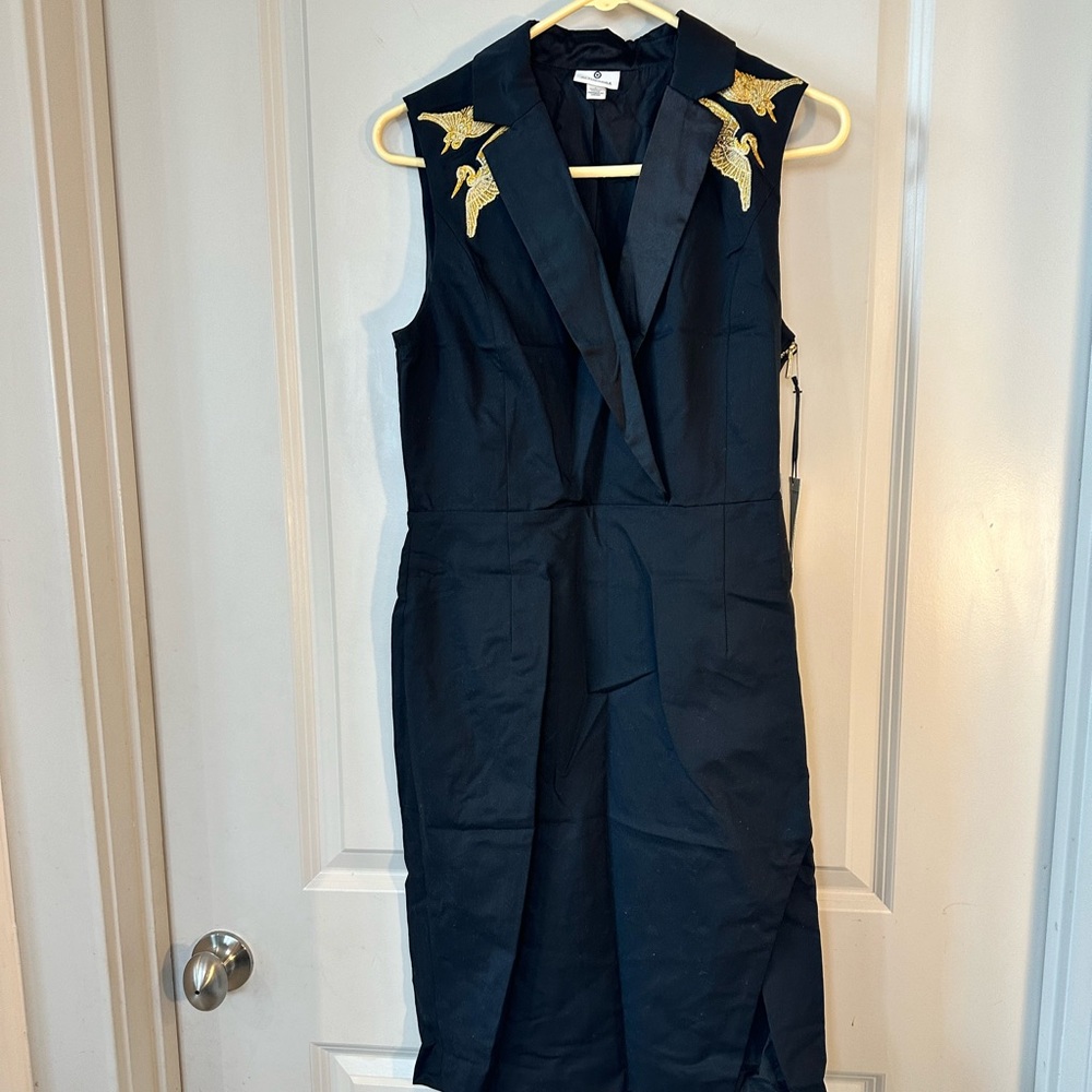NEW Altuzarra for Target Black &Gold Embroidered Side Slit Sleeveless MIDI Dress - Picture 4 of 11